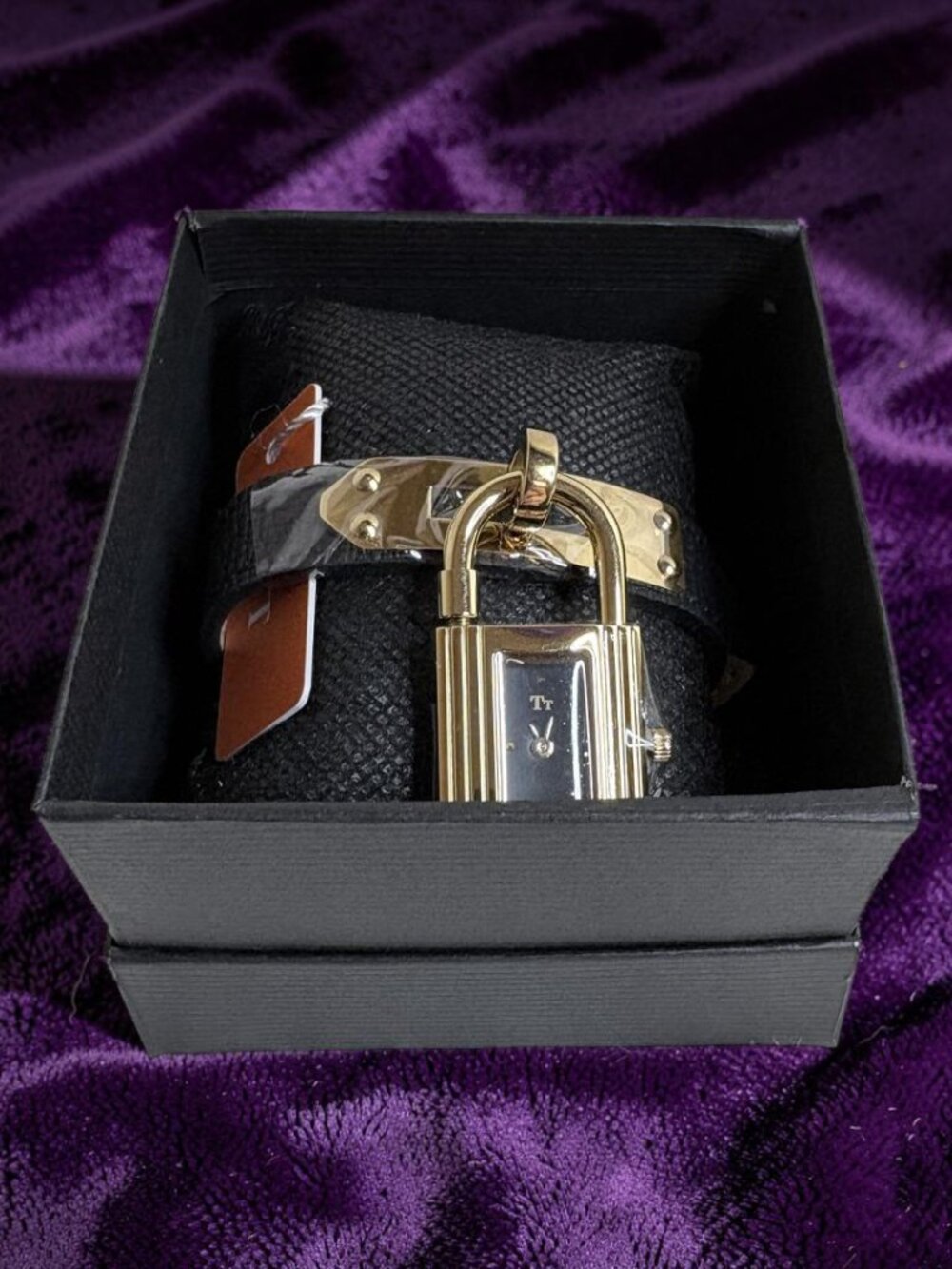 Luxury Kelly Style Padlock Wristwatch Bracelet in Gold Tone